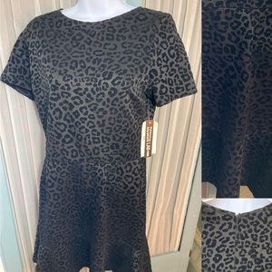 BNWT Design Lab dress with black velvet Leopard Print